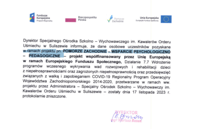 Zdjęcie do Obwieszczenie Dyrektora SOSW Suliszewo Listopad 2023